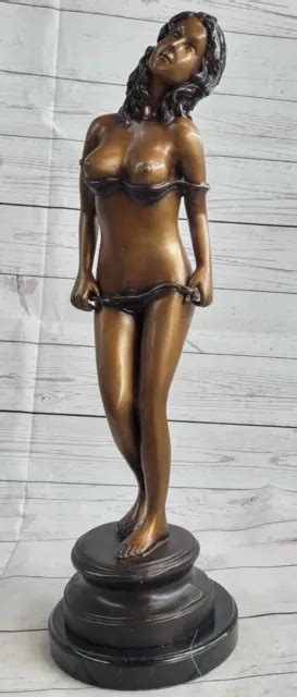 ART DECO EROTIC Bronze Female Naked Statue Figure Hot Cast Girl Nude