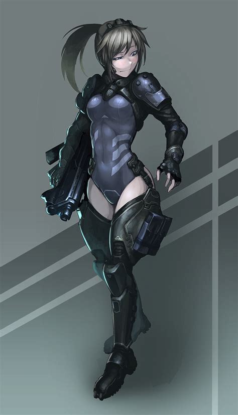 Hetza Hellshock Suzumi Hetza Original Highres 1girl Armor Armored Boots Blue Eyes