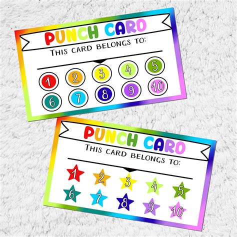 classroom incentives punch cards homework punch card etsy