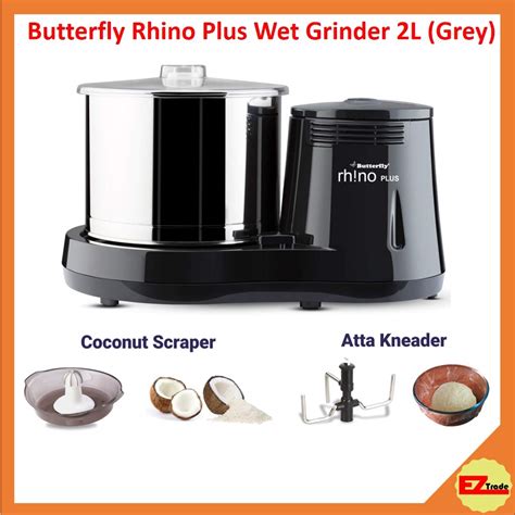 Butterfly Rhino Plus Table Top Wet Mixer Grinder 2l Grey Compact Roller Stone 1 Year