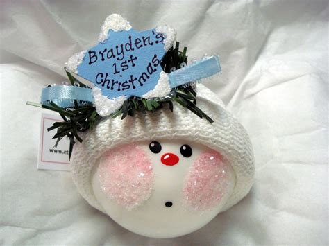 2015 Diy Ornaments Ideas Baby Boy First Christmas Hand Painted Baby