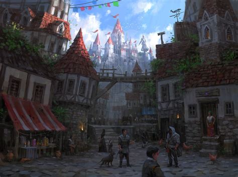 Artstation Medieval City Lee B Fantasy City Fantasy Town Fantasy