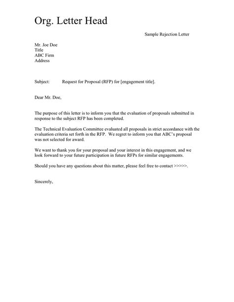 Rejection Letter Sample Download Free Documents For Pdf Word And Excel