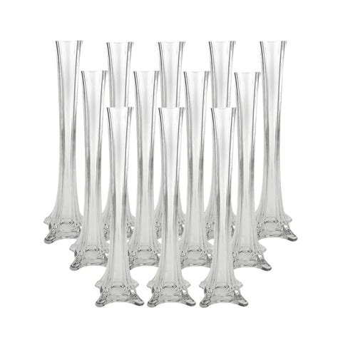Tall Eiffel Tower Glass Vase Centerpiece 12 Inch 24 Count Clear