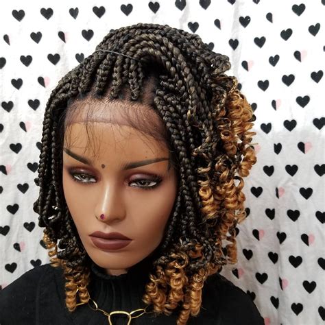 But if you lack length or want to wear your hair up to show off your delicate neckline and shoulders, try one of soft curly updos with flowers, loose braids, twists or dainty hair pieces. Handmade Box Braid Braided Lace Front Wig With Curly Ends ...