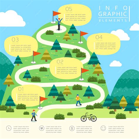 Premium Vector Mountain Hiking Infographic Template Design In Flat Style