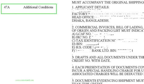 Field 47a Additional Conditions In Letter Of Credit Lc Scm Wizard
