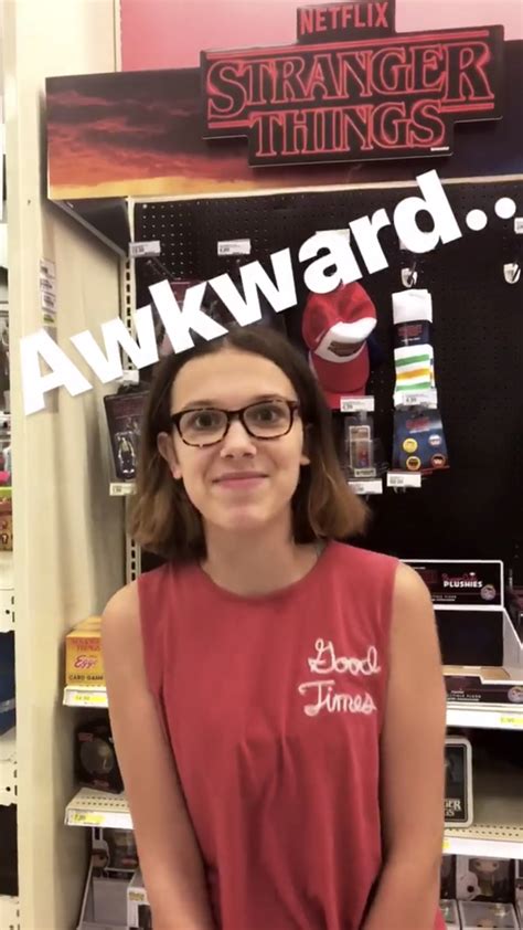 Millie Bobby Brown In Front Of A Target Stranger Things Display Eleven