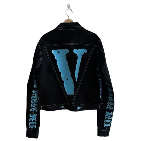 Vlone Vlone Friends Old English Denim Jacket Sky Blue Grailed