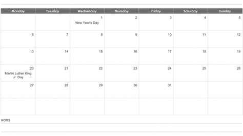 Blank January 2020 Fillable Calendar Templates Fillable Calendar