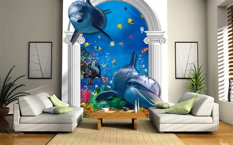3d Underwater Ocean Mural 55b83306bb4bf Customize Wallpaper Wall Sticker
