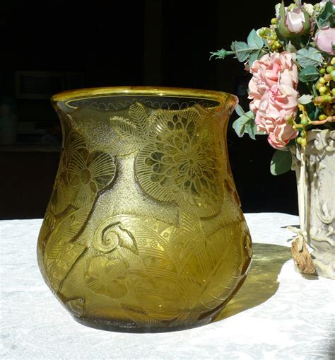 Antique Signed Moser Karlsbad Acid Etched Cameo Glass Honey Amber Vase Antique Price Guide