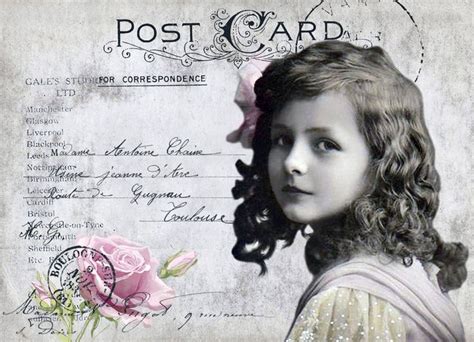 Vintage Girl Postcard Digital Collage P1022 Free For Personal Use