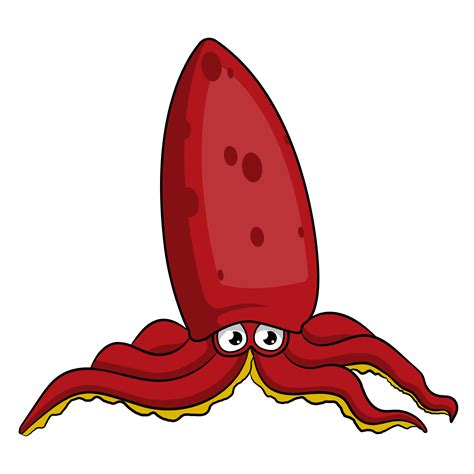 Red Squid Cartoon Sea Animals Character Design 25037085 PNG