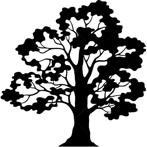 Oak Tree Silhouette Ornament 12 Black And White Pinterest Tree