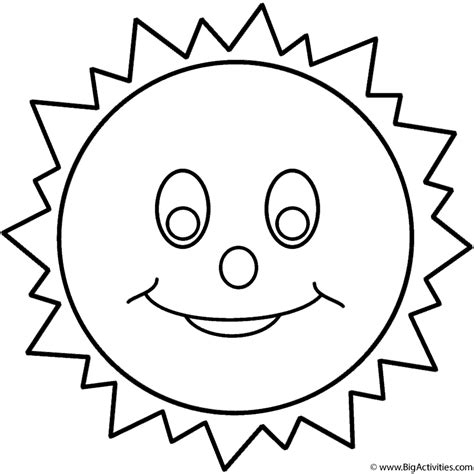 Smiling Sun Coloring Page Space
