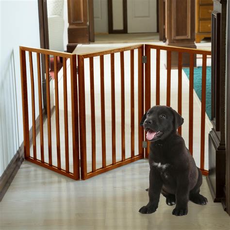 Easy fit locking system with rubber bumpers. Petmaker 24 in. x 54 in. Wooden Freestanding Mahogany Pet ...
