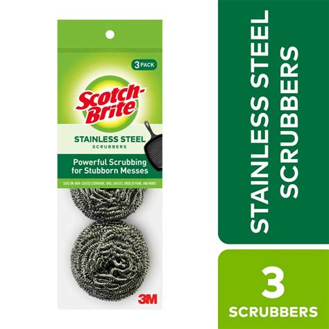 Scotch Brite 3 Pack Stainless Steel Scouring Pad At