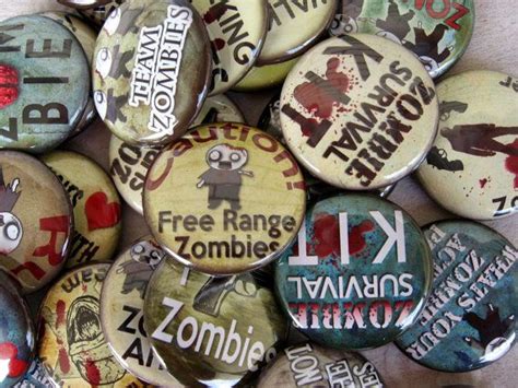 20 Zombie Buttons Zombies Rule Assorted Flatback One Inch Buttons On