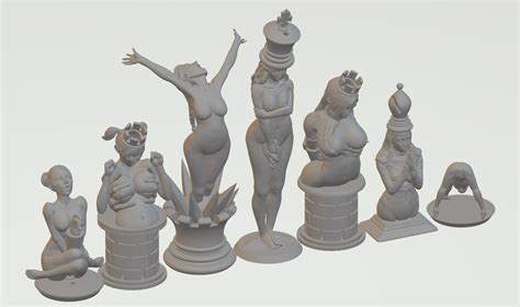 4 Player Chess Board Nude Chess Set By Am Prints Download Free Stl
