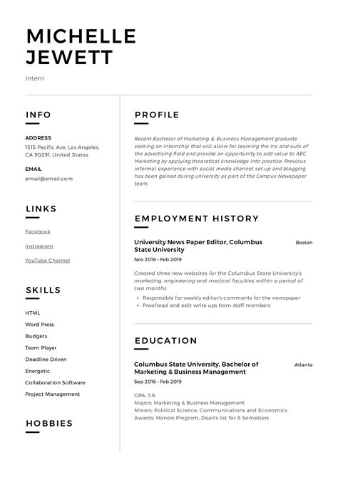 Intern Resume & Writing Guide | + 12 Samples | PDF | 2019