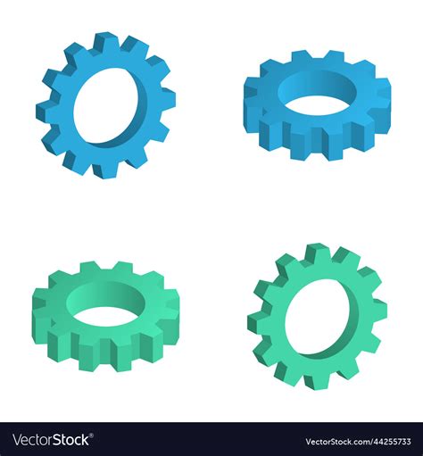Isometric Gear Mechanism Icon Set Royalty Free Vector Image