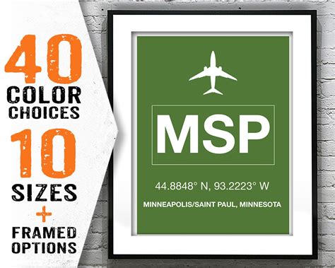 Msp Minneapolis St Paul International Airport Aviation Poster Etsy