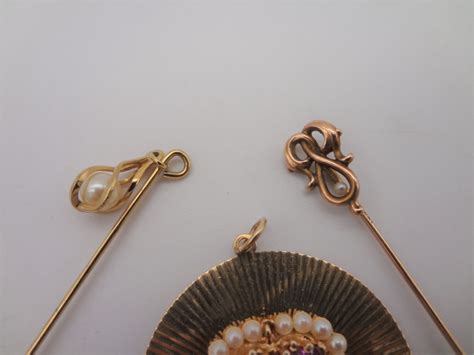 Lot Detail Group Of 14k Gold Jewelry Stick Pins Pendants