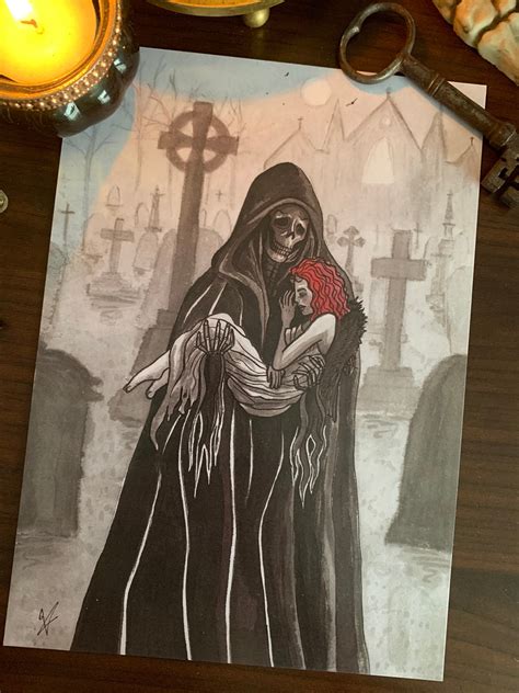 A5 Art Print Resurrection Grim Reaper And Fallen Angel Etsy Uk