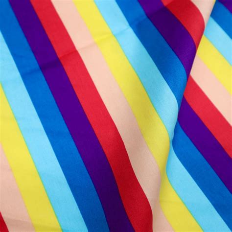 Rainbow Stripe Cotton Fabric Colorful Striped Cotton Fabric Multicolor