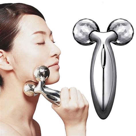 Female 3d Roller Facial Massager Micro Solar Current Thin Face