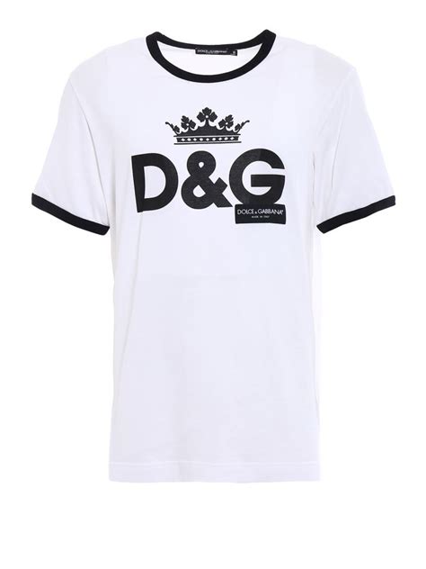 Dolce And Gabbana Crown Logo Print Cotton Jersey T Shirt White Modesens