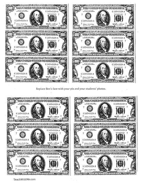 Printable Sheet Of 100 Dollar Bills Printable Word Searches