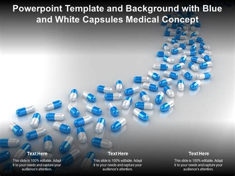 Powerpoint Template And Background With Blue And White Capsules Medical
