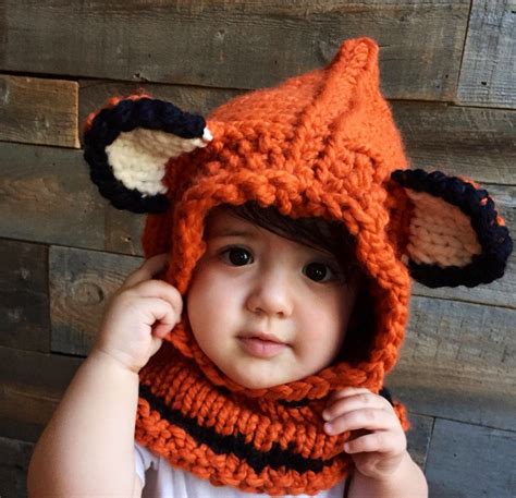 All species of monsters were created from an alpha, who were born from eve, the mother of all monsters; Kids Fox Hat Kids Fall Winter Hat Fox Hoodie Knit Cowl Fox