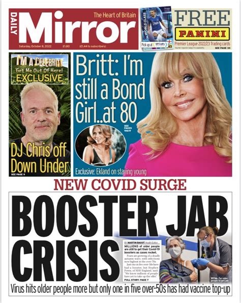 Daily Mirror Front Page 8th Of October 2022 Tomorrow S Papers Today