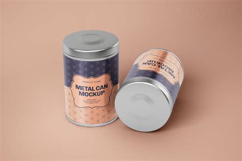 Download Glossy Round Tin Can Box Mockup Set in Packaging Mockups on Yellow Images Creative Store