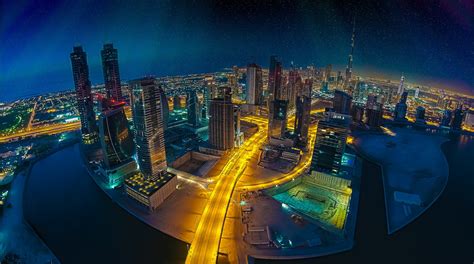 Aerial View Of Dubai At Night