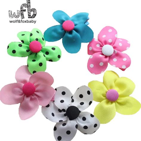 Retail 4pcspack Kids Children Cute Print Pure Color Floral Hairband