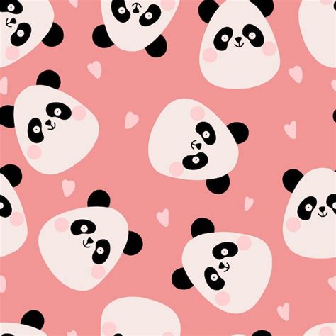 Panda Bonito Estilo De Desenho Animado Sem Costura Padrão Papel De