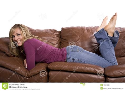 Frau Auf Couchfüßen Oben Stockbild Bild Von Couchfüßen 11626935