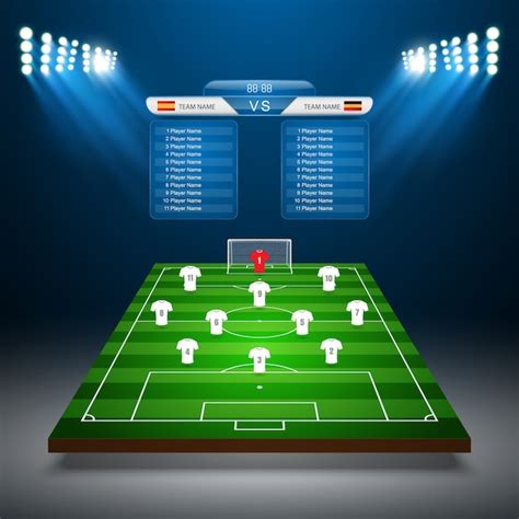 Premium Vector Soccer Field With The Arrangement Of Players