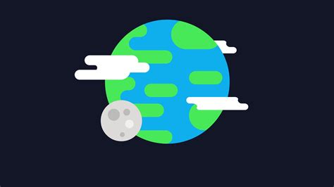 Blue And Green Earth Illustration Minimalism Earth Space Moon Hd