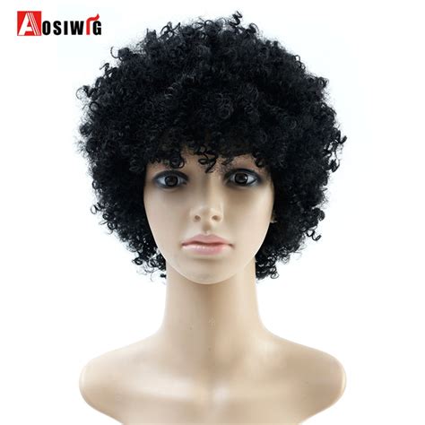aosiwig natural afro wig kinky curly wigs for black women heat resistant synthetic female wig