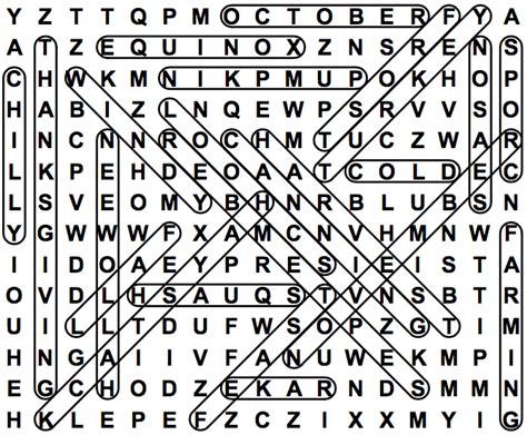 Autumn Solution Large Print Word Search Puzzle