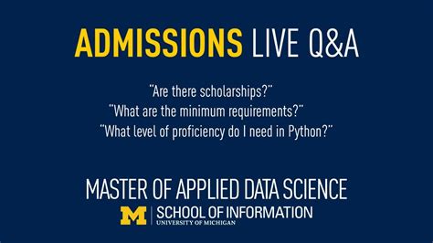 It usually takes 1 or 2 years to graduate. Master of Applied Data Science - Admissions Live Q&A - YouTube