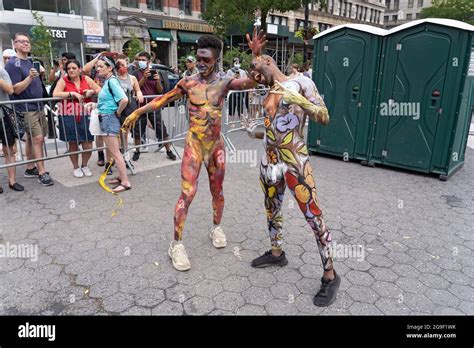 New York New York July 25 Editors Note Image Contains Nudity People Participate In The