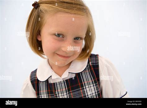 Girl Wearing School Uniform Stock Photo Alamy