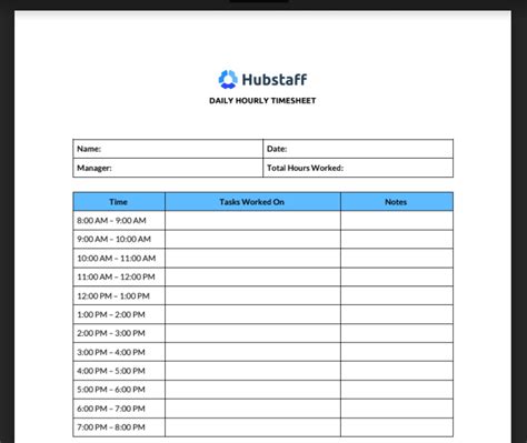 Daily Hourly Timesheet Timesheet Template Templates Task