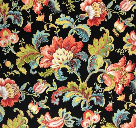 Black Floral Upholstery Fabric
